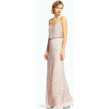 Adrianna Papell Long Beaded Blouson Gown