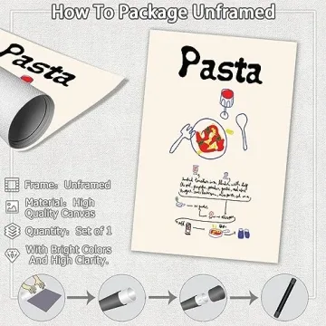 Retro Italy Pasta Canvas Wall Art Modern Kitchen Decor