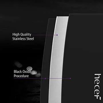 hecef Black Oxide Knife Set of 6 with Matching Protective Sheath, Kitchen Knives Scratch Resistant and Rust Proof, Hard Stainless Steel, Non Stick Black Color Coating Blade