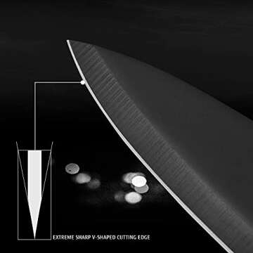 hecef Black Oxide Knife Set of 6 with Matching Protective Sheath, Kitchen Knives Scratch Resistant and Rust Proof, Hard Stainless Steel, Non Stick Black Color Coating Blade