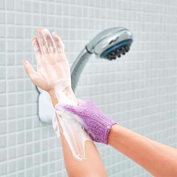 12 Pairs Double Sided Exfoliating Gloves Body Scrubber Scrubbing Glove Bath Mitts Scrubs for Shower, Body Spa Massage Dead Skin Cell Remover, 12 Colors