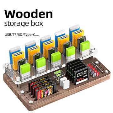 AODUKE Wooden Memory Card Case TF Cards Box and USB Drive/SD Card Holder Desk,Micro SD Card Case,Memory Card Case, Memory Card Carrying Case -AJSNH03MY