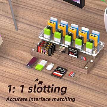 AODUKE Wooden Memory Card Case TF Cards Box and USB Drive/SD Card Holder Desk,Micro SD Card Case,Memory Card Case, Memory Card Carrying Case -AJSNH03MY