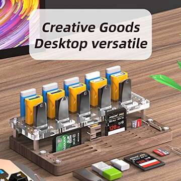 AODUKE Wooden Memory Card Case TF Cards Box and USB Drive/SD Card Holder Desk,Micro SD Card Case,Memory Card Case, Memory Card Carrying Case -AJSNH03MY