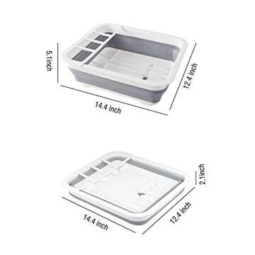 Ahyuan Collapsible Dish Drying Rack Portable Dinnerware Drainer Organizer for Kitchen RV Campers Travel Trailers Space Saving Kitchen Storage Rack Tray (with Swivel Sprout)