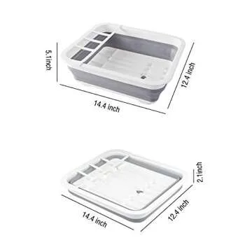 Ahyuan Collapsible Dish Drying Rack Portable Dinnerware Drainer Organizer for Kitchen RV Campers Travel Trailers Space Saving Kitchen Storage Rack Tray (with Swivel Sprout)