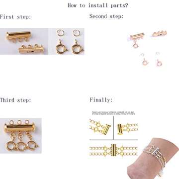 Necklace Spacer Clasp Layering Clasps Layered Necklace Detangler Slide Clasp Lock Necklace Connector for Layered Bracelet Jewelry Craft Necklace (3pcs gold)