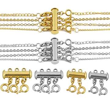 Necklace Spacer Clasp Layering Clasps Layered Necklace Detangler Slide Clasp Lock Necklace Connector for Layered Bracelet Jewelry Craft Necklace (3pcs gold)