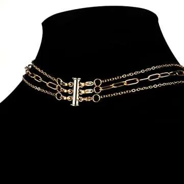 Necklace Spacer Clasp Layering Clasps Layered Necklace Detangler Slide Clasp Lock Necklace Connector for Layered Bracelet Jewelry Craft Necklace (3pcs gold)