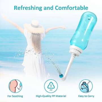 Peri Bottle Zitrads, Squeeze-Free Portable Bidet for Postpartum Essentials, Peri Bottles for Feminine Hygiene, Women, Baby, or Bedridden Patients with 2 Nozzles (17 oz)