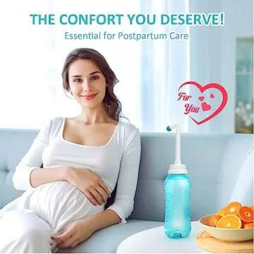 Peri Bottle Zitrads, Squeeze-Free Portable Bidet for Postpartum Essentials, Peri Bottles for Feminine Hygiene, Women, Baby, or Bedridden Patients with 2 Nozzles (17 oz)
