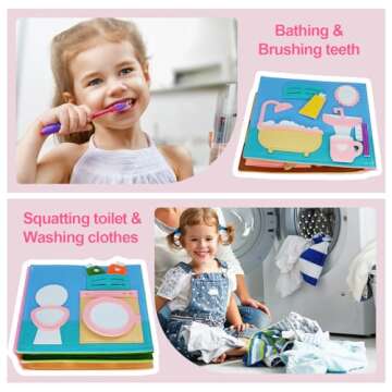 Montessori Felt Busy Book for Kids Aged 3-6 Fun Learning Toy