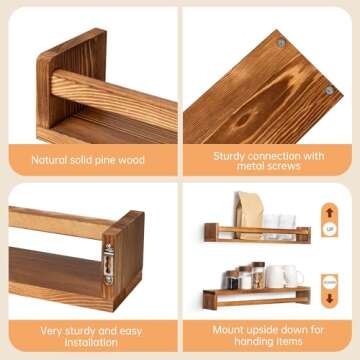 Fun Memories Nursery Book Shelves, 24Inch Floating Shelf for Wall, Wall Bookshelf for Kids Solid Wood Wall Mounted Shelves for Books,Toys and Decor Storage, Set of 2