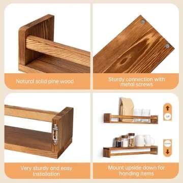 Fun Memories Nursery Book Shelves, 24Inch Floating Shelf for Wall, Wall Bookshelf for Kids Solid Wood Wall Mounted Shelves for Books,Toys and Decor Storage, Set of 2