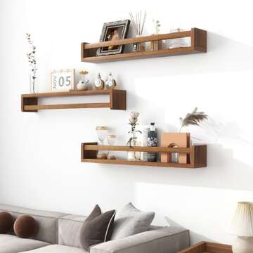 Fun Memories Nursery Book Shelves, 24Inch Floating Shelf for Wall, Wall Bookshelf for Kids Solid Wood Wall Mounted Shelves for Books,Toys and Decor Storage, Set of 2