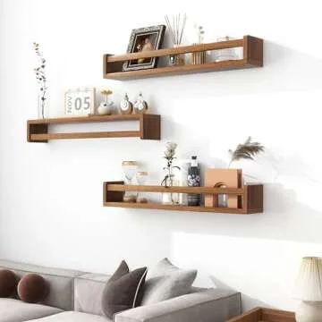 Fun Memories Nursery Book Shelves, 24Inch Floating Shelf for Wall, Wall Bookshelf for Kids Solid Wood Wall Mounted Shelves for Books,Toys and Decor Storage, Set of 2