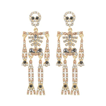Halloween Skeleton Earrings for Women Bling Rhinestone Crystal Skull Earrings Spooky Skull Skeleton ...