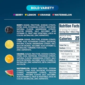DripDrop Hydration - Bold Variety Pack - Electrolyte Drink Mix Single Serve Hydration Powder Packets - Watermelon, Berry, Lemon, Orange | Non-GMO, Gluten Free, Vegan | 32 Sticks