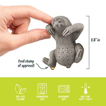 Genuine Fred, SLOW BREW, Sloth Resuable Silicone Tea Infuser, Gray, Fun Gift for Tea Lovers, Clever Kitchen Gadget