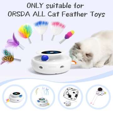 ORSDA 6PCS Replaceable Feathers Interchangeable Attachments ONLY Fits for All Cat Toys(NOT fits for Other Brands Toy