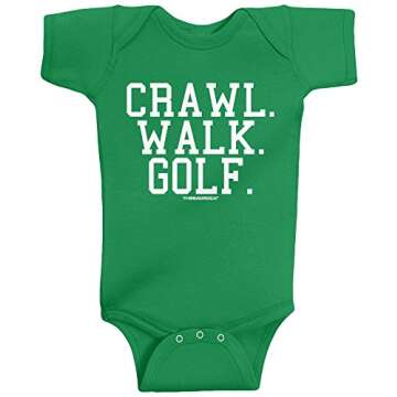 Threadrock Unisex Baby Crawl Walk Golf Infant Bodysuit 6M Kelly Green