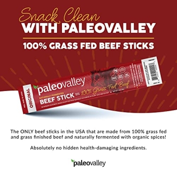 Paleovalley Grass Fed Beef Sticks High Protein Keto Snack