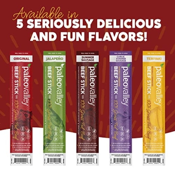 Paleovalley Grass Fed Beef Sticks High Protein Keto Snack