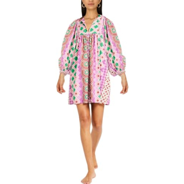 Boho Summer Floral Sundresses Y2k T-Shirt Mini Dresses for Women 2024 Casual Flowy Puff Sleeve Beach Short Babydoll Dress