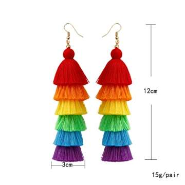 Rainbow Earrings for Women Men Pride Accessories Colorful Earrings (Rainbow Drop Earrings-B)