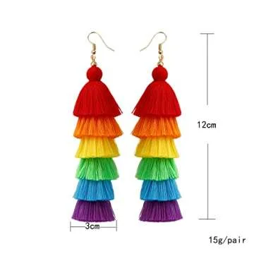 Rainbow Earrings for Women Men Pride Accessories Colorful Earrings (Rainbow Drop Earrings-B)