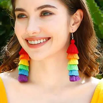 Rainbow Earrings for Women Men Pride Accessories Colorful Earrings (Rainbow Drop Earrings-B)