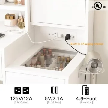 Vabches Vanity Desk with Mirror & Lights for Endless Beauty