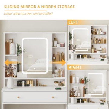 Vabches Vanity Desk with Mirror & Lights for Endless Beauty