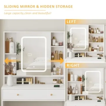 Vabches Vanity Desk with Mirror & Lights for Endless Beauty