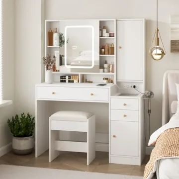 Vabches Vanity Desk with Mirror & Lights for Endless Beauty