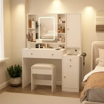 Vabches Vanity Desk with Mirror & Lights for Endless Beauty