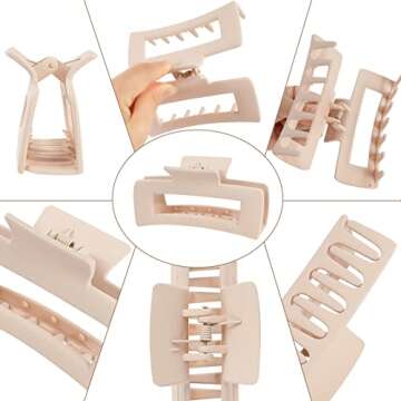 8 Pack 4.1 Inch Rectangle Large Hair Claw for Women and Girls Matte Nonslip Jaw Clips Strong Hold Ha...