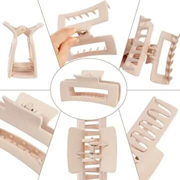 8 Pack 4.1 Inch Rectangle Large Hair Claw for Women and Girls Matte Nonslip Jaw Clips Strong Hold Ha...