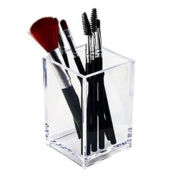 Clear Acrylic Pencil Pen & Makeup Brush Holder for Desk