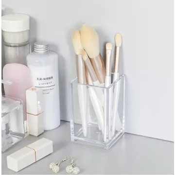 Clear Acrylic Pencil Pen & Makeup Brush Holder for Desk