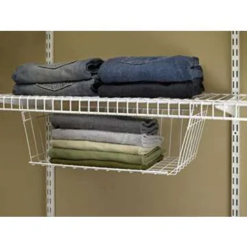 ClosetMaid Wire Hanging Shelf Basket for Storage, Organization in Closet or Pantry, No Assembly or Installation, Durable, 10.68"D x 18.39"W x 7.99"H, White