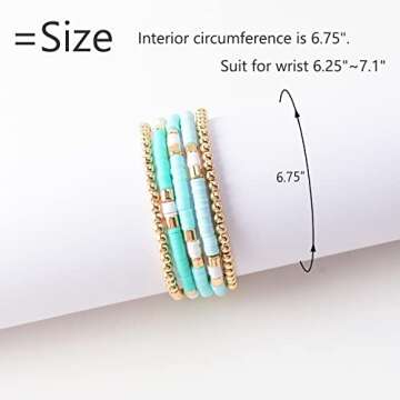 GOOJIDS Surfer Heishi Clay Bead Bracelets for Women Bohemian Stackable Gold Beaded Stretch Bracelets...