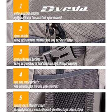 Dveda 35L Lightweight Packable Backpack Waterproof Durable Hiking Travel Backpack Daypack