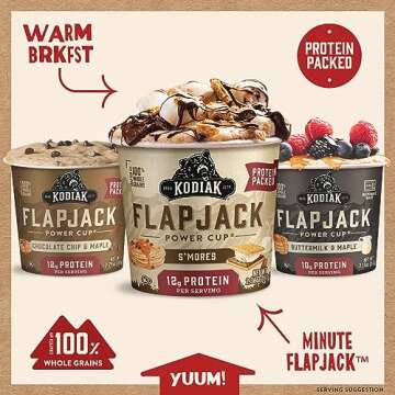 Kodiak Cakes Protein Pancake On The Go Flapjack Cups Mix; Buttermilk, Chocolate Chip, & S’mores Variety Pack