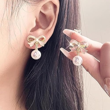 Elegant Pink Bow Earrings for Women - Trendy Jewelry Gifts