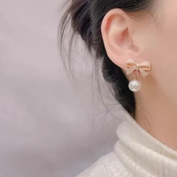 Elegant Pink Bow Earrings for Women - Trendy Jewelry Gifts