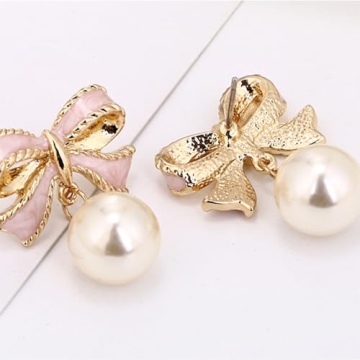 Elegant Pink Bow Earrings for Women - Trendy Jewelry Gifts
