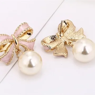 Elegant Pink Bow Earrings for Women - Trendy Jewelry Gifts