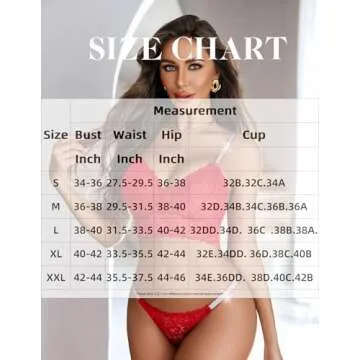 Lace Bra and Panty Set by Avidlove for Women - Red