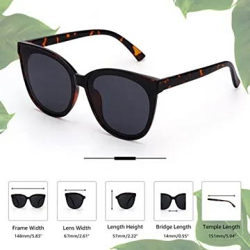LVIOE Cat Eyes Sunglasses for Women, Polarized Oversized Fashion Vintage Eyewear for Driving Fishing - 99.99% UV Protection